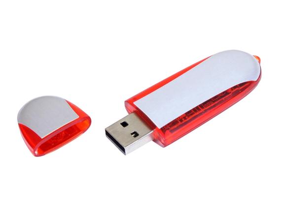 USB 2.0- флешка промо на 64 Гб овальной формы