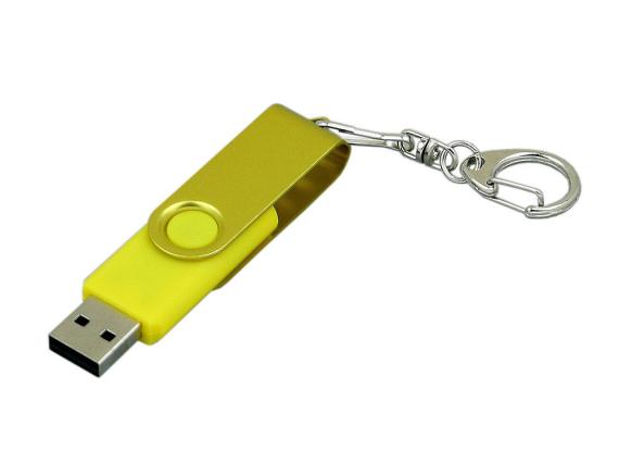 USB 3.0- флешка промо на 128 Гб с поворотным механизмом и однотонным металлическим клипом