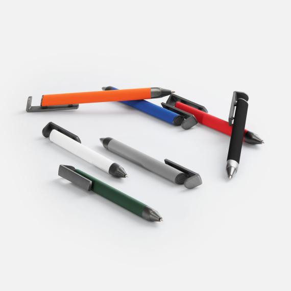 Ручка шариковая Standic с подставкой для телефона, серая