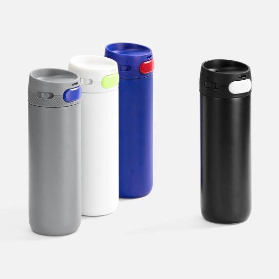 Термостакан X1 с цветной кнопкой, черный с белым