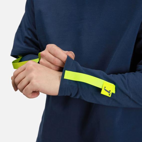 Футболка оверсайз с двойным рукавом Kosmos, темно-синяя, размер XS/S