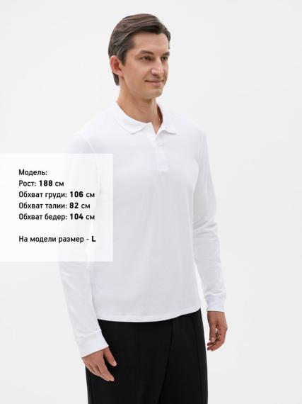 Рубашка поло мужская с длинным рукавом Perfect LSL Men белая, размер L