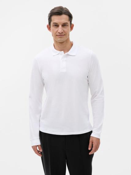 Рубашка поло мужская с длинным рукавом Perfect LSL Men белая, размер L