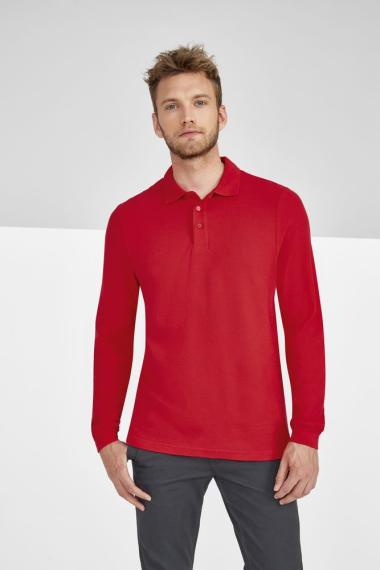Рубашка поло мужская с длинным рукавом Winter II 210 красная, размер XXL